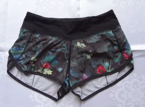 Pantalones cortos forrados para mujer Lululemon Speed Up negro/gris/diseño floral talla 2 - Imagen 1 de 8