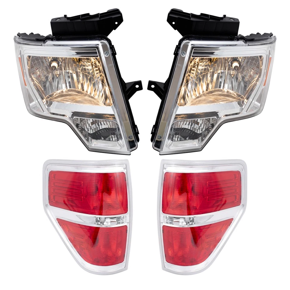 4 Pc Performance Set of Headlights & Tail Lights for 09-14 Ford F-150 Styleside - Image 1 of 4
