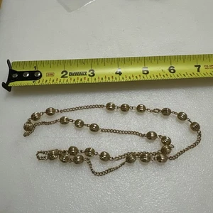 VINTAGE Gold Plated BEAD NECKLACE Round With Clasp 22” NICE! - Picture 1 of 6