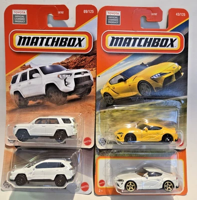 Matchbox TOYOTA Lot of 4, 2023 RAV4 TRD, 4Runner, 2023 GR Supra White/Yellow Lot - Image 1 of 4