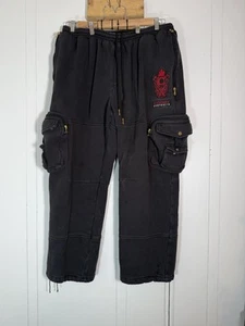 Coogi Black & Red Cargo Paratrooper Sweatpants XXXL Zippers Hip Hop Grung - Picture 1 of 12