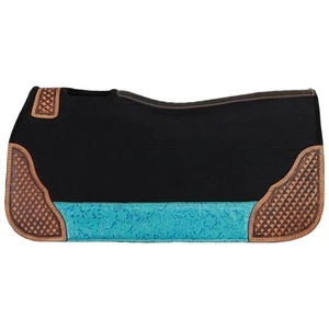 SADDLE PAD Showman 31" x 32" x 1" TEAL Hibiscus Contoured Felt - Picture 1 of 2