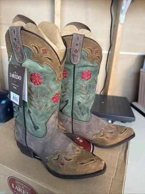 PICK SIZE - Laredo 52138 Womens Brown/Teal Miss Kate Cowboy Boot - Image 1 of 4