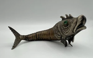Vintage Spanish Spain Silver Articulated Flexible Fish Figure Figurine 7” Long - Picture 1 of 20