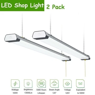 2Pack 3.6FT Linkable Ceiling Shop Light 100W LED Workshop Utility Fixture Lights - Image 1 of 4