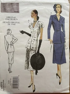 1940s 2 Piece Suit Vogue 1072 Uncut Sewing Pattern Size 4-6-8-10 - Picture 1 of 7