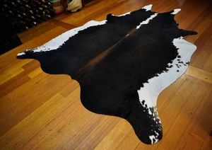 Hermosa alfombra de piel de vaca tricolor premium de cuero de vaca - Imagen 1 de 8