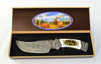 Frost Cutlery Ornamental Elk Fix Blade Knife & Case (2456) - Image 1 of 4