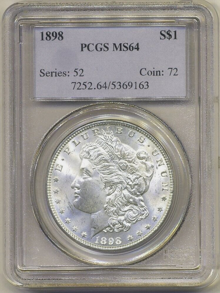 MS 64 Graded 1898 Year Morgan US Dollars (1878-1921) for MS 64 Graded 1898 Year Morgan US Dollars (1878-1921) for