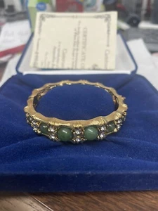 Vintage Camrose&Kross JBK Jackie Kennedy Faux Jade Kristallscharnier Armreif Armband - Bild 1 von 22