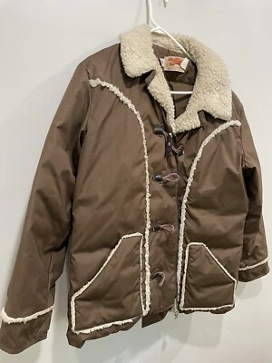 Chaqueta acolchada vintage COMFY con aislamiento de plumón cremallera completa talla grande marrón Foto 1 de 4