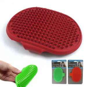 Pet Grooming Brush Comb Dog Cat Hair Rubber Oval Strap Bath Handle Soft Scrubber - Picture 1 of 1