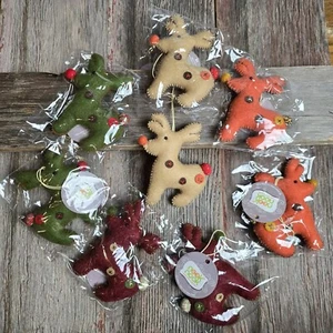 Filz Weihnachten Rentier Ornamente 8er Set Handarbeit NEU im Paket Neu mit Etikett - Bild 1 von 4