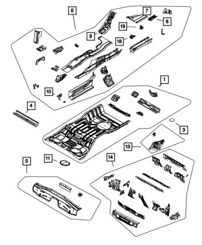 Extensión de bandeja de piso derecha genuina Mopar 2007-2014 Chrysler Sebring 5155586AA Foto 1 de 1