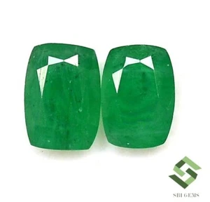 7x5 mm Certified Natural Emerald Cushion Cut Pair 1.96 CTS Faceted Loose Gems - Picture 1 of 6