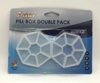 MEDca Round 7-Day Portable Pill Box Double Pack - Dishwasher Safe