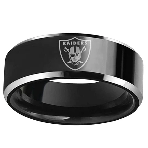 Oakland Raider Team Stainless Steel Mens Band Rings Gift Size 6-13 Cover