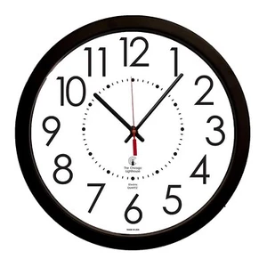 THE CHICAGO LIGHTHOUSE Electric Clock with White Dial, 14-1/2-Inch, Black Fra... - Picture 1 of 2