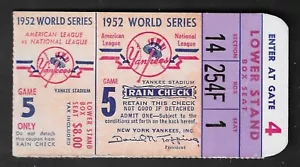 1952 World Series Game 5 Ticket Stub Yankees Brooklyn Duke Snider Johnny Mize HR - Picture 1 of 2