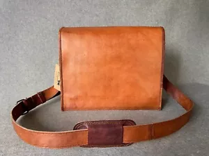 Leather Bag 13" wide Flap Satchel F13 Laptop Goat Leather Billy Goat Designs - Picture 1 of 11