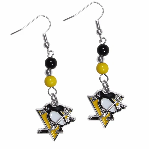 Pittsburgh Penguins Dangle Earrings (Fan Bead) NHL Licensed Hockey Jewelry Cover
