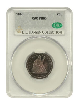 1860 25C CACG PR65 ex: D.L. Hansen - Liberty Seated Quarter - Image 1 of 4