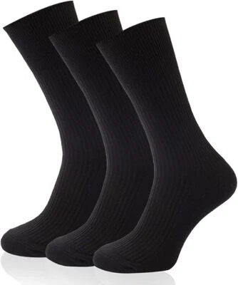Mens Gentle Grip Socks Non Elastic Soft Top Diabetic COTTON - WOOL- SEAM FREE