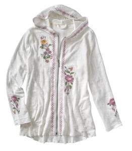 Floriana Women's Full Zip Embroidered cotton hoodie sweater size 2XL - Picture 1 of 8