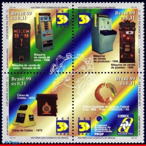 2707 BRAZIL 1999 HISTORY OF MAILBOXES, UPU, POST, MI# 2931-34, SET MNH - Picture 1 of 2