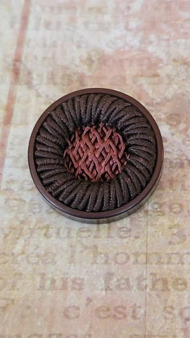 Intricate & Amazing Antique Victorian Hair & Celluloid Mourning Button 1" Cover