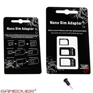 🔴 Karta SIM Adapter Uchwyt Nano Micro Standard Smartphone Telefon komórkowy Tablet 3w1 ✅ - Zdjęcie 1 z 1