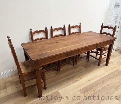 Antique French Country Provincial Oak Dining Table Or Desk Drawers - C114 • 2,775$