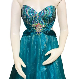 Women’s Dress Prom Multi colored Blue Scarf New with Tags And Defect Size 6 - Picture 1 of 8