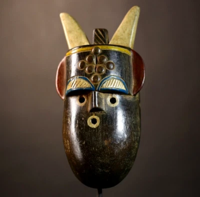 African Vintage Baule Mask Hand-Carved TOMA TOMA Tribe Wall Decor Art-G5101 - Image 1 of 4