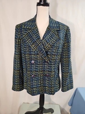 Blazer Norton McNaughton Azul Tweed Doble Pecho Manga Larga Forrado Talla 14P Foto 1 de 4