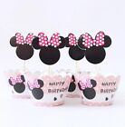 48 Pcs, 24 Minnie Mouse Cupcake Wrappers & 24 Toppers Kids Birthday Party Supply