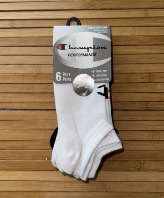 Novas Meias Femininas Champion Double Dry Performance No Show 6 Pares Branco/Preto - Imagem 1 de 4