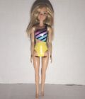 Barbie Summer Swimsuit Beach Doll Blonde with Striped & Yellow Swimsuit 11 inch