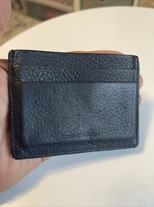 Billetera de identificación de cuero negra con tarjetero Ermenegildo Zegna delgada de lujo de diseñador - Imagen 1 de 19