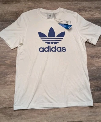 Adidas Para Hombre Camiseta Logotipo del Trifolio Gráfico Atlético Manga Corta Camisa Blanca Med Foto 1 de 4