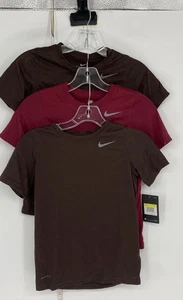 Nike Boys Brown Red Dri-Fit Short Sleeve Pullover T-Shirt Size Small Lot Of 3 - Picture 1 of 12