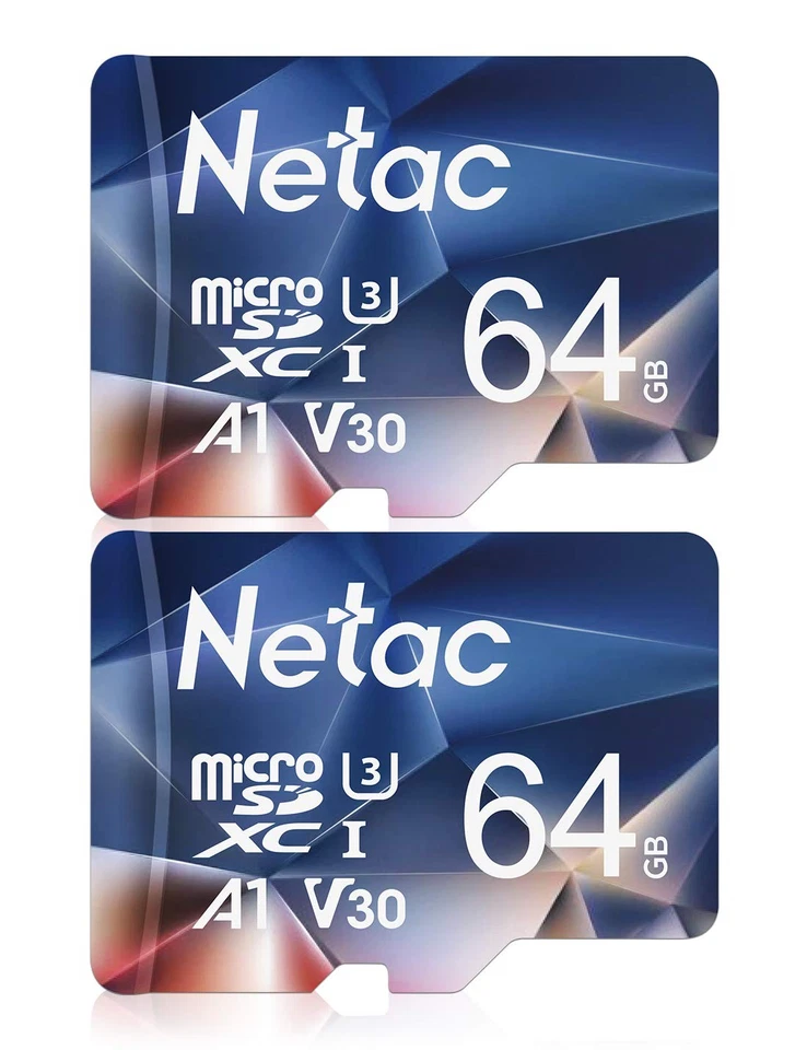 Netac 64G Scheda Micro SD Set da 2 Scheda di Memoria A1 U3 C10 V30 4K 667X UHS I