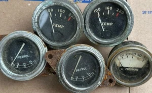VINTAGE GAUGE LOT PETROL TEMP OIL PRESSURE BRITSH HOTROD RATOD MOTORCYLE - Picture 1 of 2