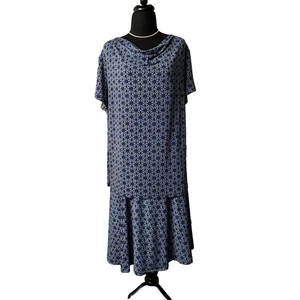 George Woman 2 Piece OUTFIT Skirt Blouse Blue Stretch Size 14 Skirt Size 20 Top - Picture 1 of 9