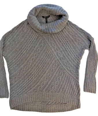 Suéter Belldini malha cabo gola capuz M macio urze cinza cottagecore aconchegante - Imagem 1 de 4