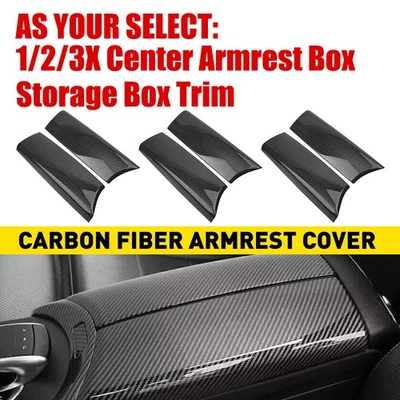 Carbon Fiber Console Armrest Button Trim FOR Mercedes Benz C Class W205 15-20 1X — 第 1/4 张图片