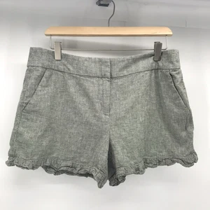 LOFT Outlet 4" corto donna 8 verde lino misto cotone orlo a volant piatto davanti - Foto 1 di 10