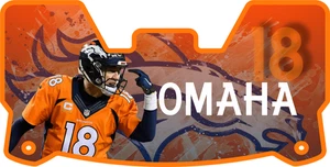 Mini visera de casco Peyton Manning de los Denver Broncos. Múltiples diseños con clips - Imagen 1 de 17