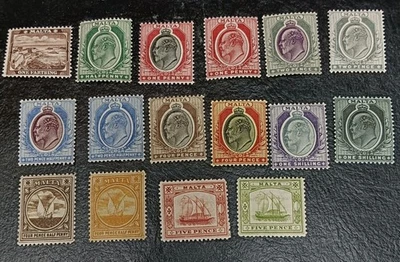 MALTA 1904 0 25d a 1s SG 45 - 62 Sc 29 - 40 42 - 45 MH Foto 1 de 2