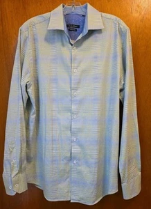 Park West Men's Fading Green Purple Check Long Sleeve Shirt - Large  - Picture 1 of 6